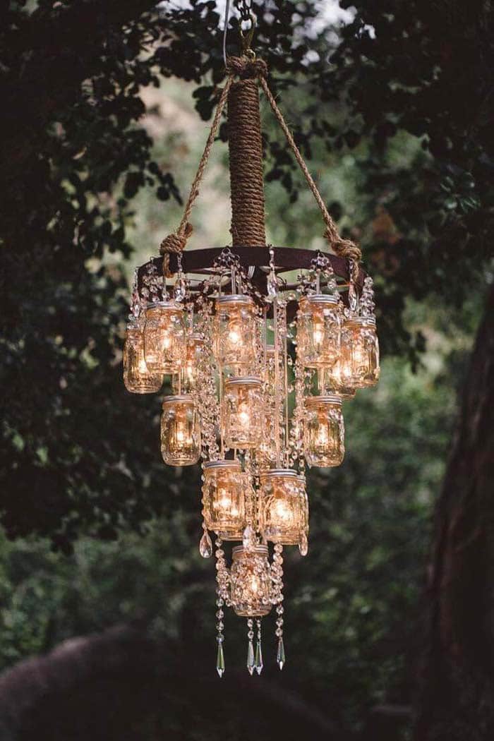 A Lux Chandelier With Mason Jars