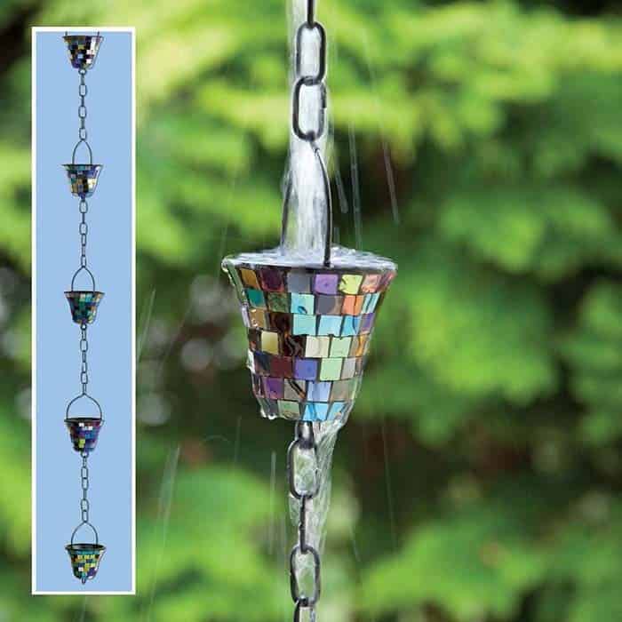 Glass Mosaic Rain Chain Shimmers In The Sun