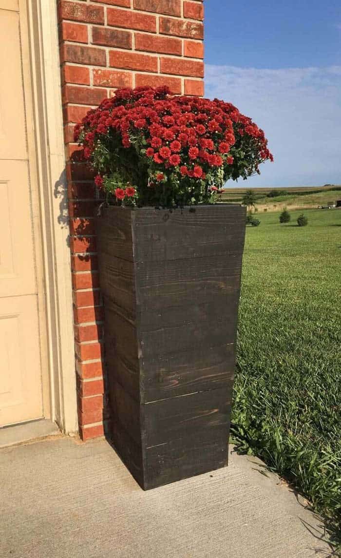 Trendy Prism Shaped Planter with Rustic Wood Material