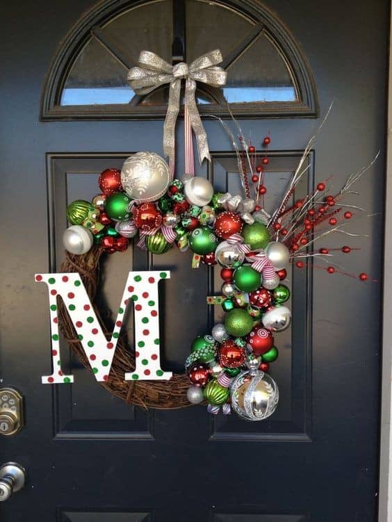 Adorn a Door with a Monogrammed Rustic Wreath and Baubles