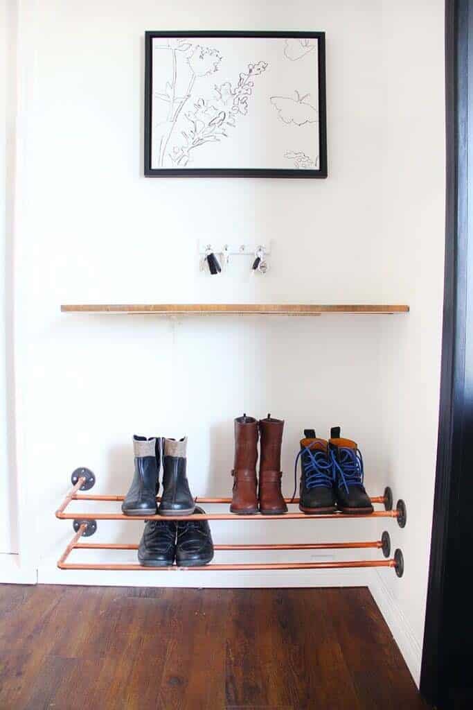 Build Shoe Rack with Copper Plumbing Pipes