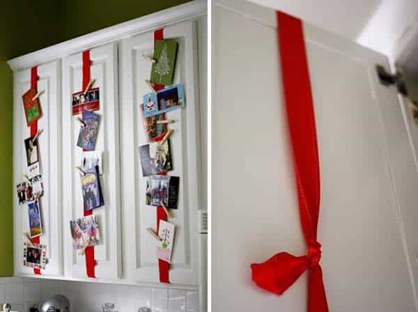 Display Cards With Ribbon Wrapped Cabinets