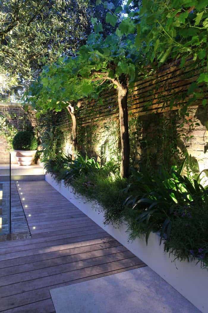 Inlaid Path Lighting With Backlit Garden Boxes