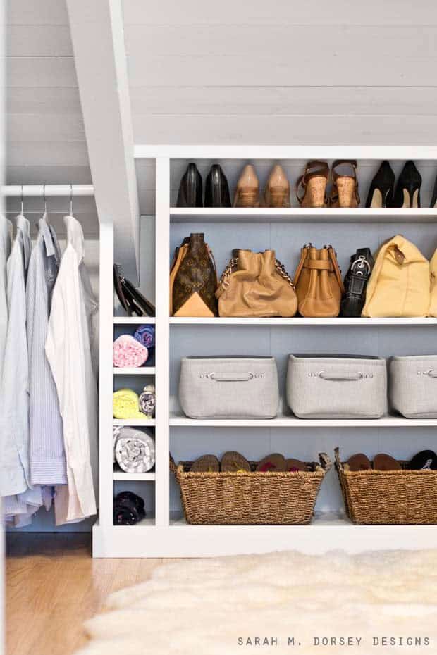 Double Closet Space with Shelves and Bins