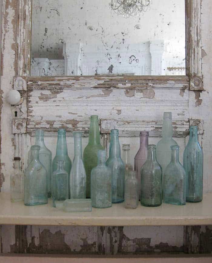 Rustic-Inspired Coastal Hued Glass Bottle Decor