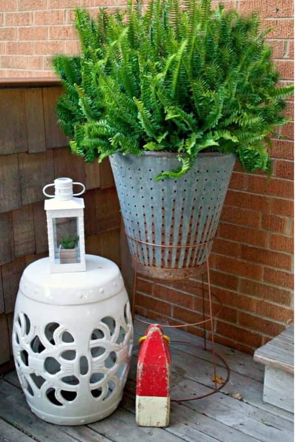 Repurposed Vintage Basket Planter