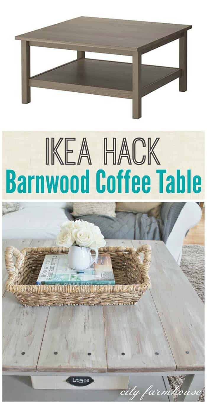 Barn Style Coffee Table With Whitewashed Boards