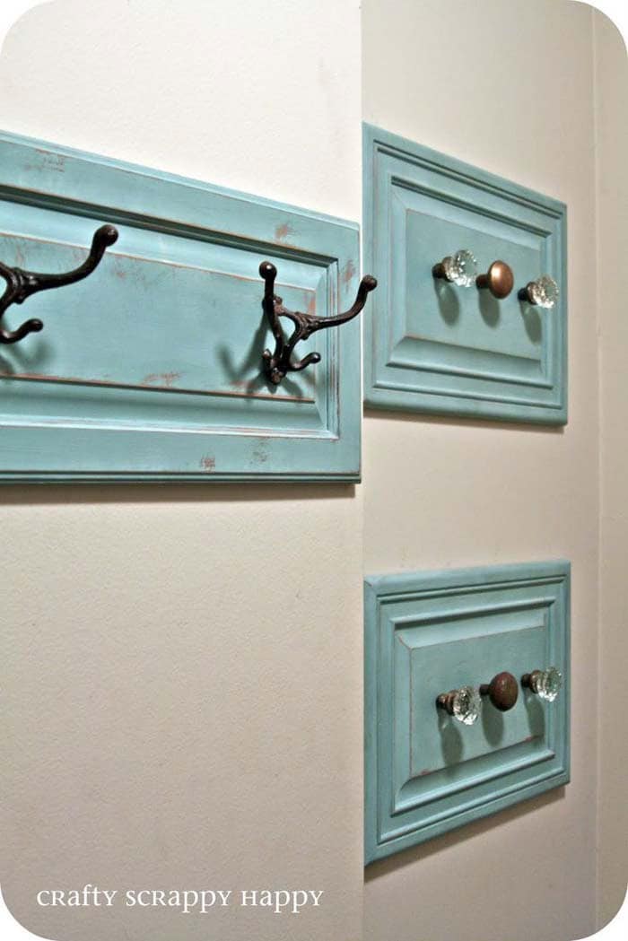 Utilize Wall Space with a DIY Cabinet Door Hat Rack