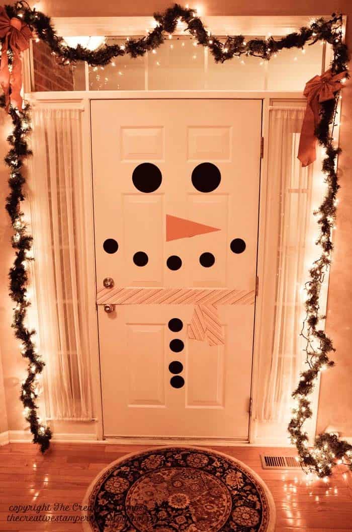 Create A Snowman Faced Door Display