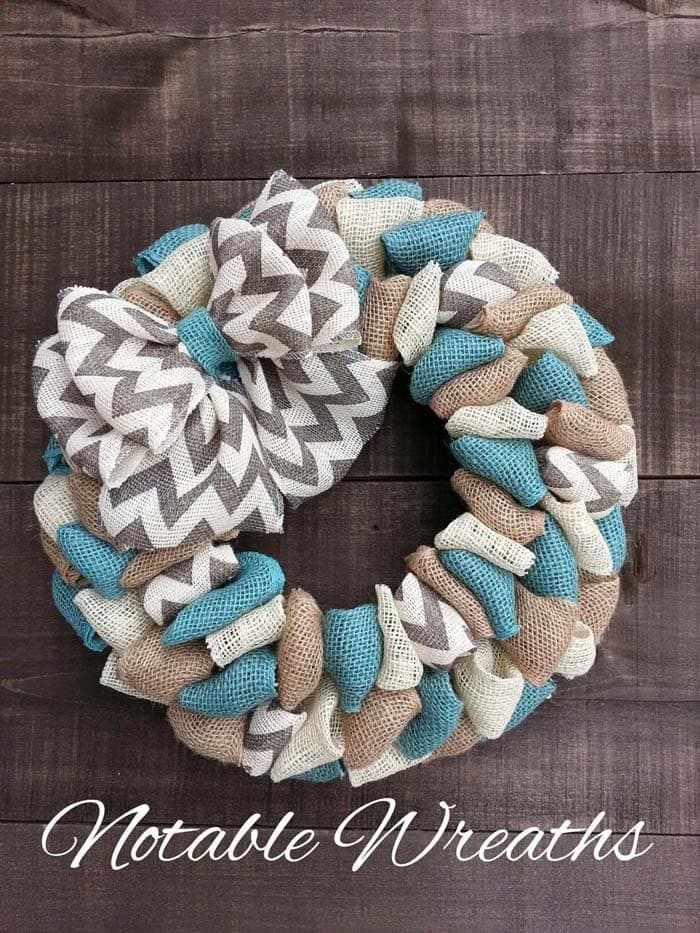 Beach-Inspired Decor with Burlap Wreath and Striped Bow