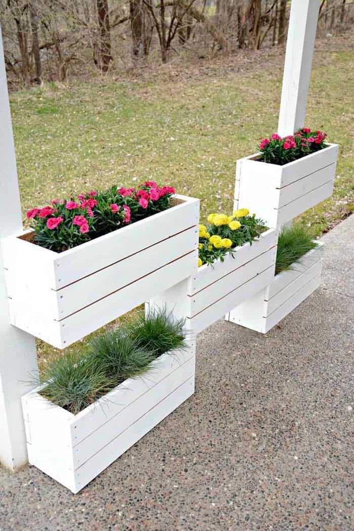 Tiered Wooden Crate Built-In Planters