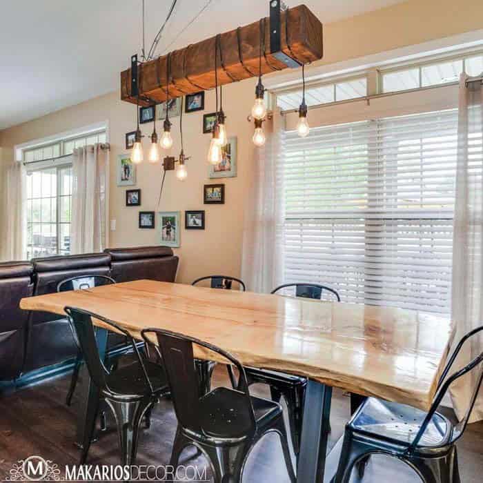 Chandelier From Pendants Wrapped Around Beam