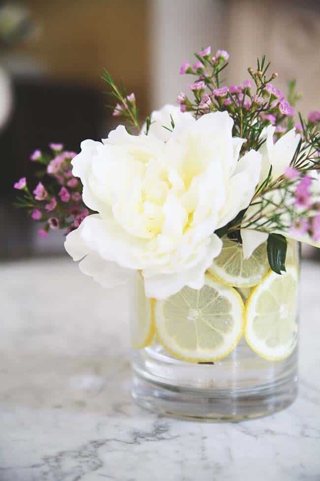 Add Lemon Slices to a Glass Vase