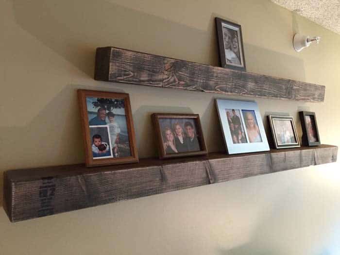 Floating Photo Shelf Using Exposed Beams