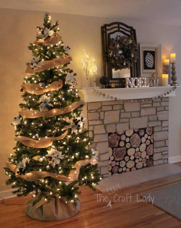 Give Your Christmas Tree a Rustic Look with Burlap