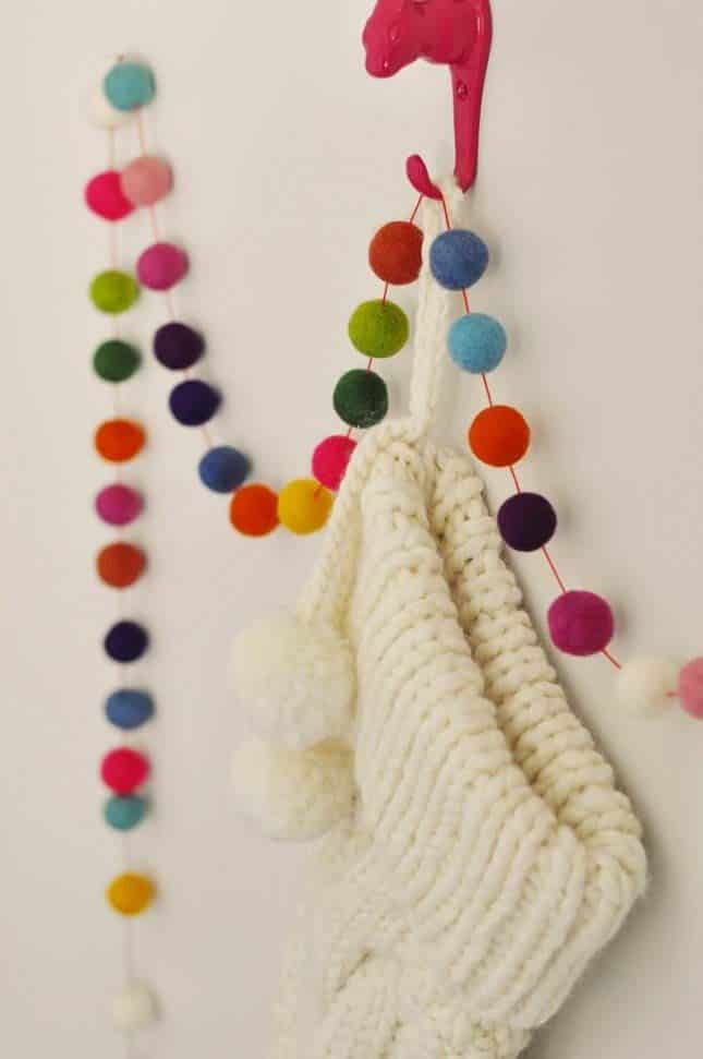 Vivid Felt Ball Strung Garland