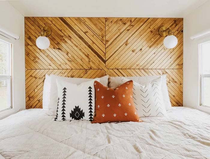 Bedroom Accent Wall With Four Slat Panels