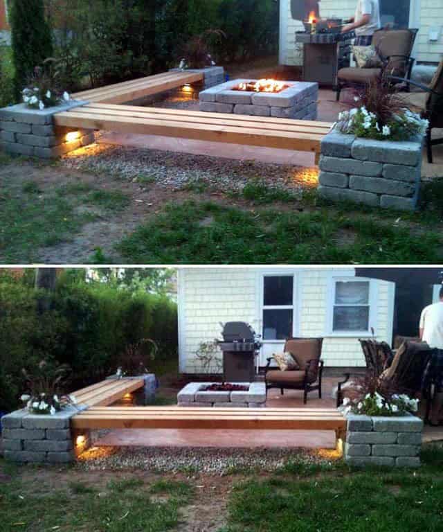 Stylish Firepit Seating with Matching Benches