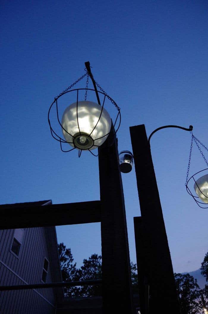 Hanging Planters With Solar Lights Add Soft Lighting