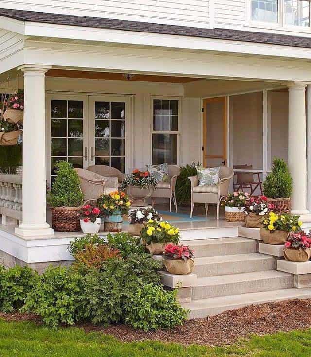 Elevate Entryway with Potted Plants and Bush Accents