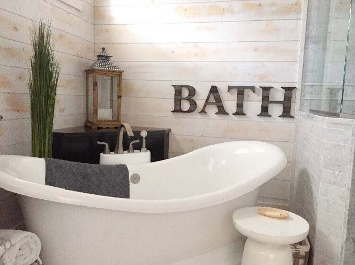 Shiplap And Bath Sign Add Farmhouse Charm