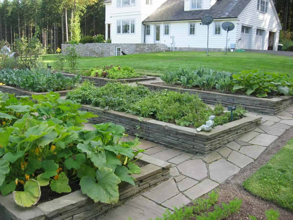 Rased Gardens With Flagstones