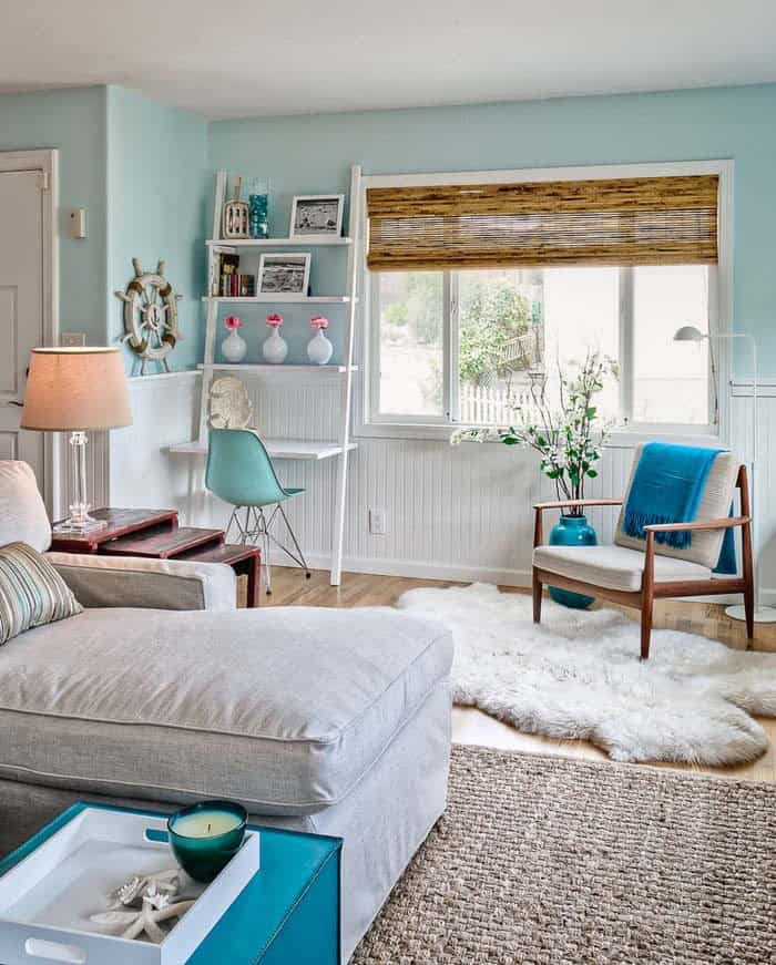 Light Blue Living Room With Natural Textures