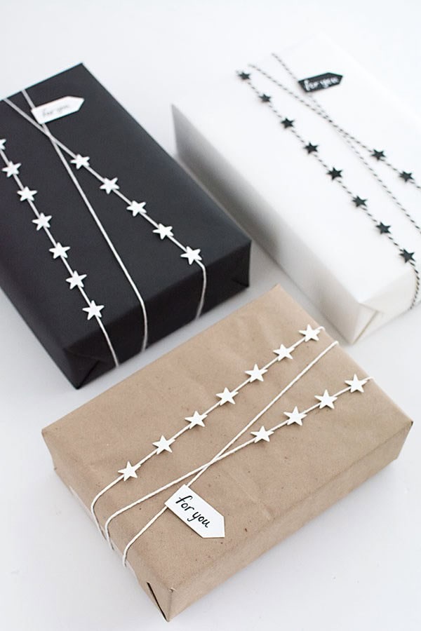 Use Twine to Make a Star Garland for Your Gifts