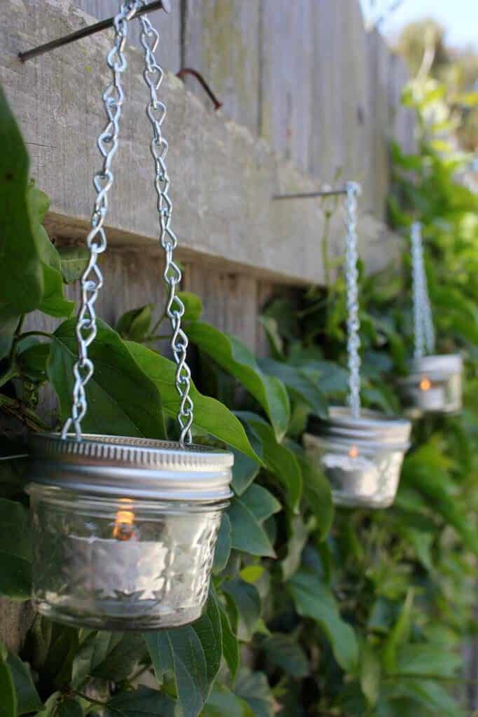 Simple Chain Hung Jam Jar Candleholders