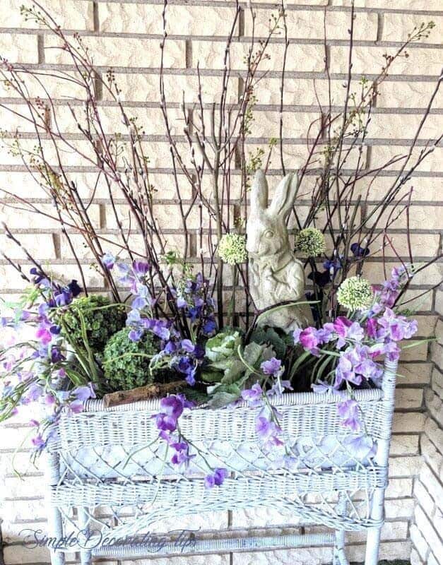 Wicker Basket Easter Porch Display