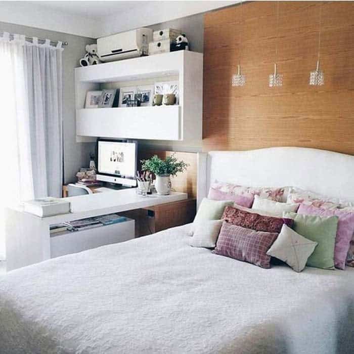 Use a Shelf to Divide Your Office and Sleeping Area