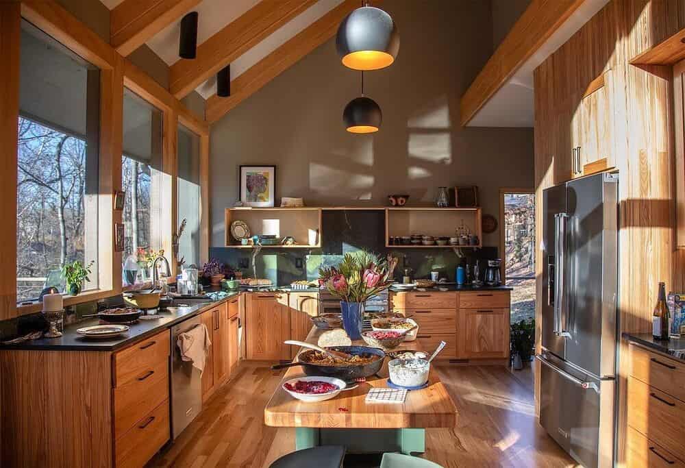 Match Beams with Cabinetry for a Cozy Farmhouse Feel