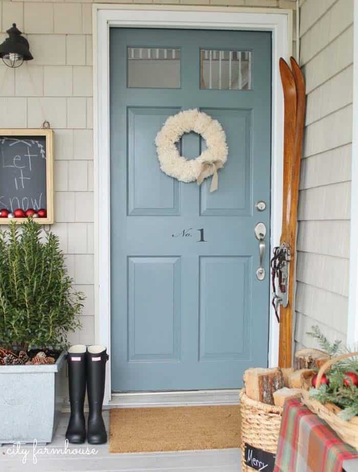 Wintry Blue Holiday Door