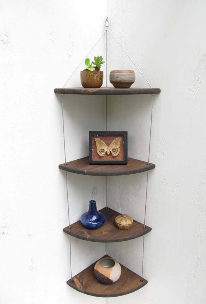 Corner Shaped Hanging Shelf Unit