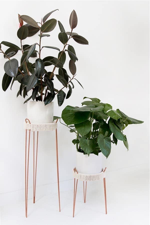 Stylish Rope And Copper Plant Stands