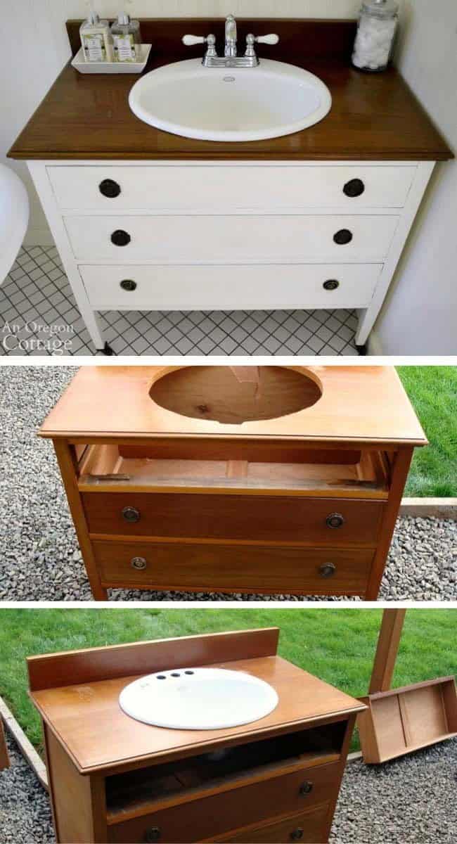 Reuse an Old Dresser to Create a Bathroom Vanity