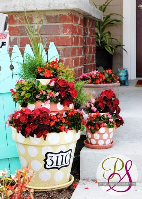 Polka Dotted Tiered Planters