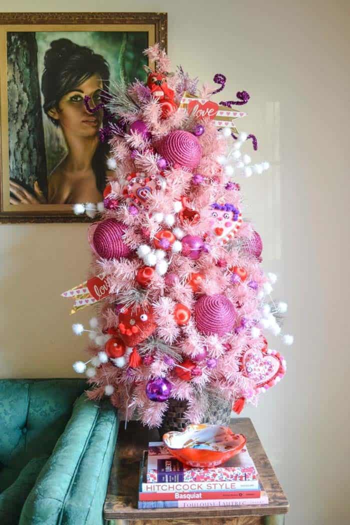 Decorate a Pink Fluffy Valentine’s Tree with Pink Balls