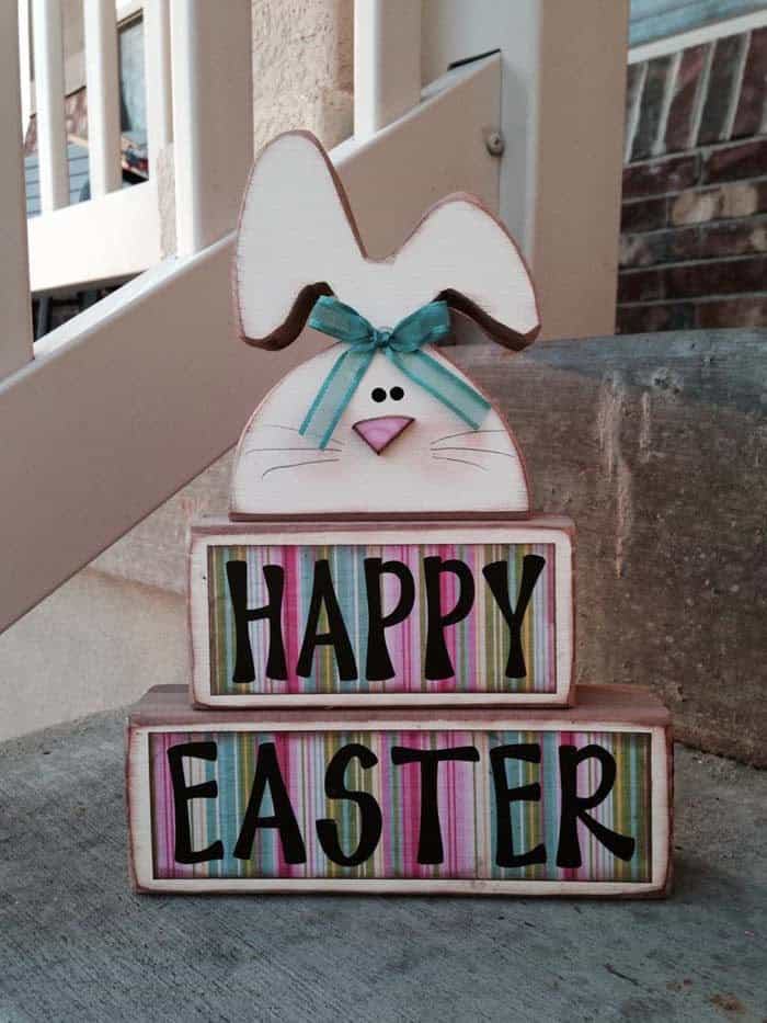 Make a Stacked Bunny Art for Your Porch Staircase