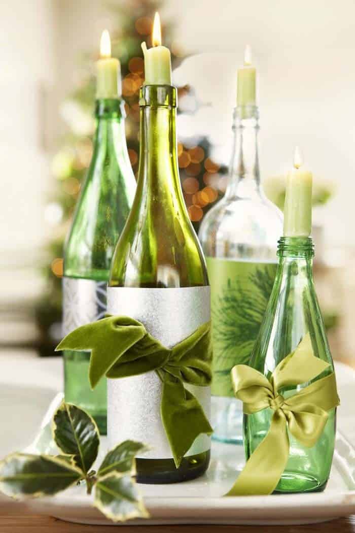 Repurposed Glam Bottle Candleholders