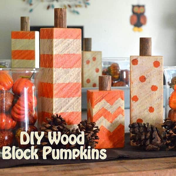 Bring Farmhouse Charm with Wood Block Pumpkins