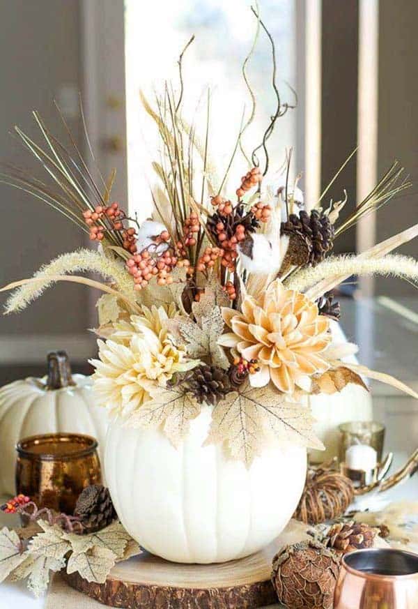 Brighten Your Decor with a Rustic White Pumpkin Flower Vase