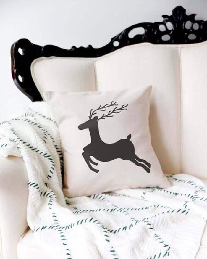 Classic Cream And Black Reindeer Pillow