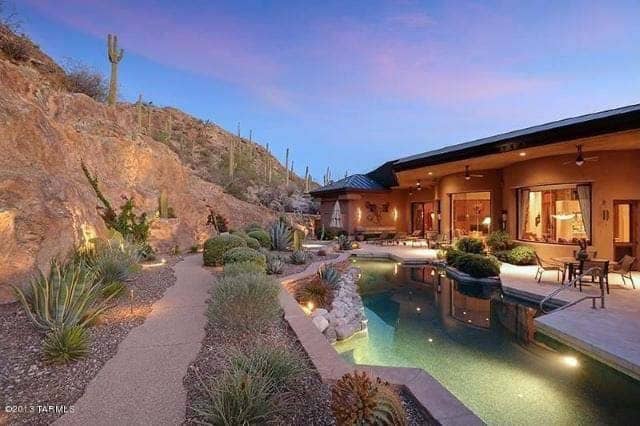 Adorn Backyard Pool with Rock Pathway and Succulents