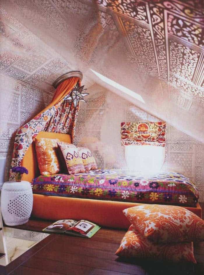 Attic Bedroom In Boho Style