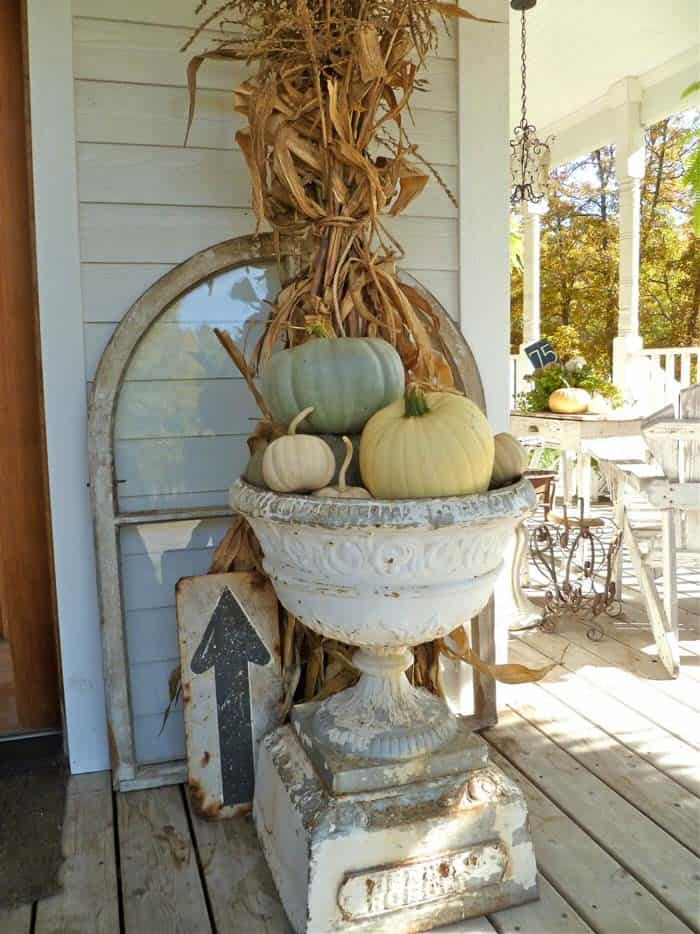 Harvest Display In Antique Urn