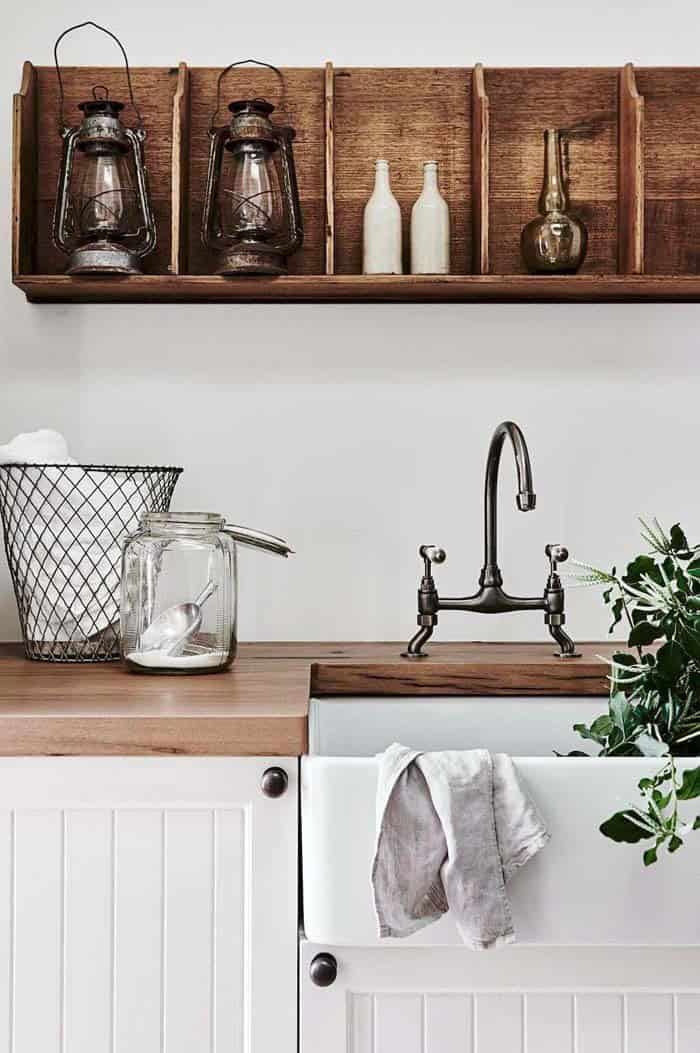 True Farmhouse Sink With Wood Counters