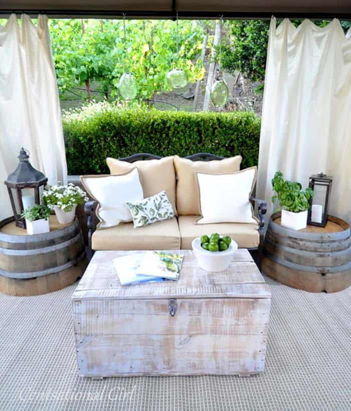 Create a Romantic Patio Space with a Sofa and Candles