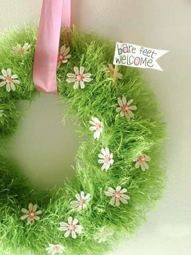 Crafting an Easter Wreath from Grass and Flowers