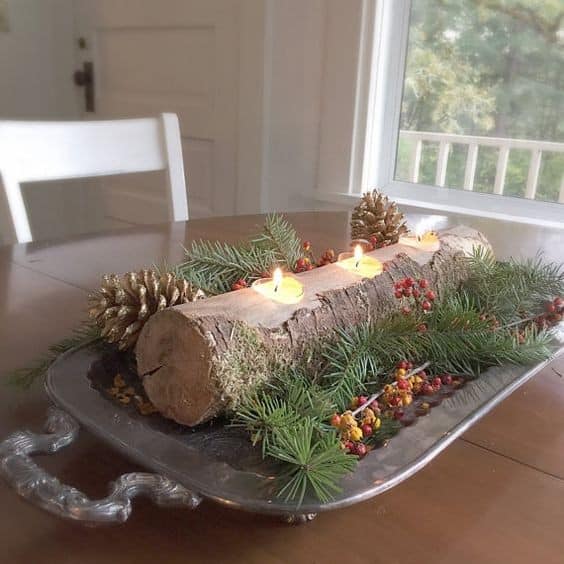 Light Up Your Space with a Log Tealight Candle Centerpiece